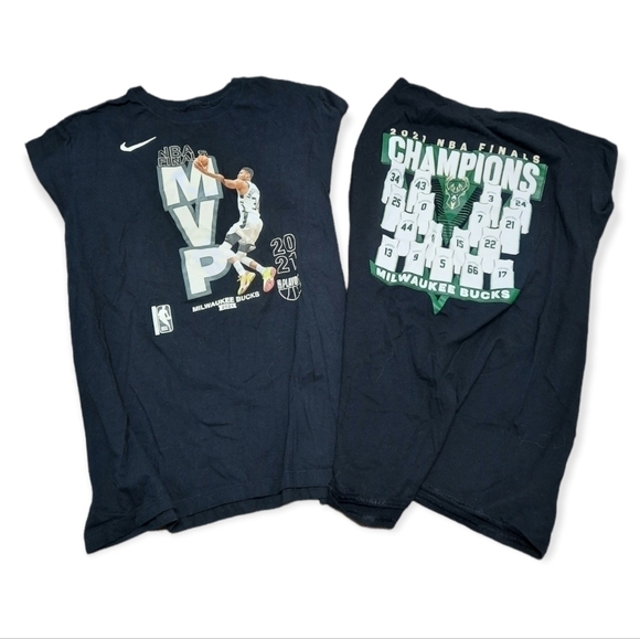 Nike Mens Milwaukee Bucks 2021 NBA Champions MVP T-Shirts Black XL - Picture 1 of 7